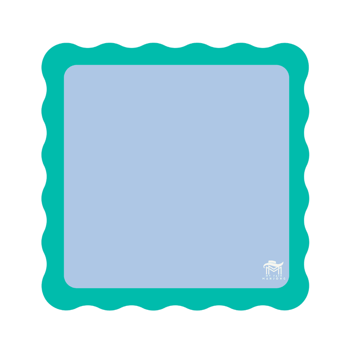 MAHJONG MAT | Color Wave | 31" x 31": Green Center - Pink Scallop - The Color Collab