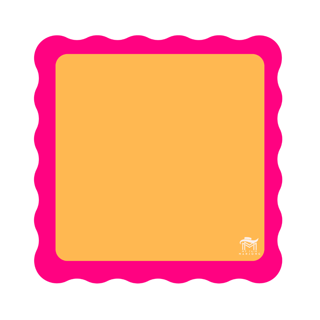 MAHJONG MAT | Color Wave | 31" x 31": Green Center - Pink Scallop - The Color Collab