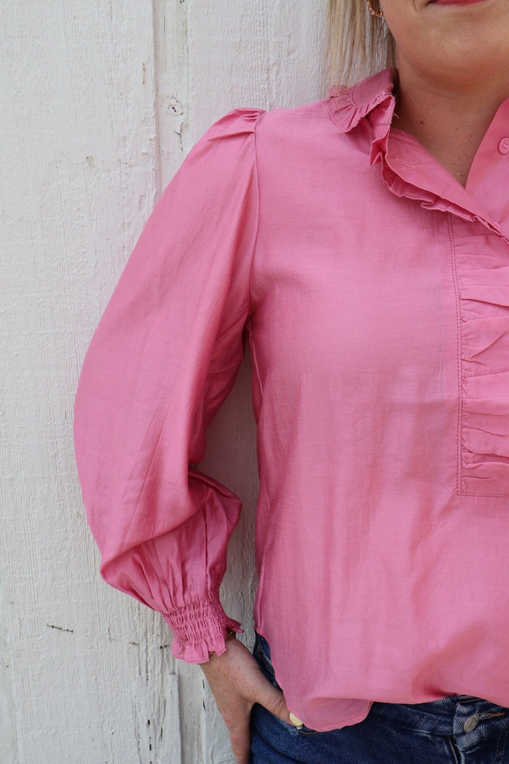 Marcy Ruffled Collar Button Down Shirt - The Color Collab
