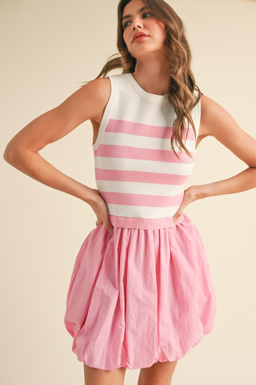 Mixed Media Bubble Dress - The Color Collab