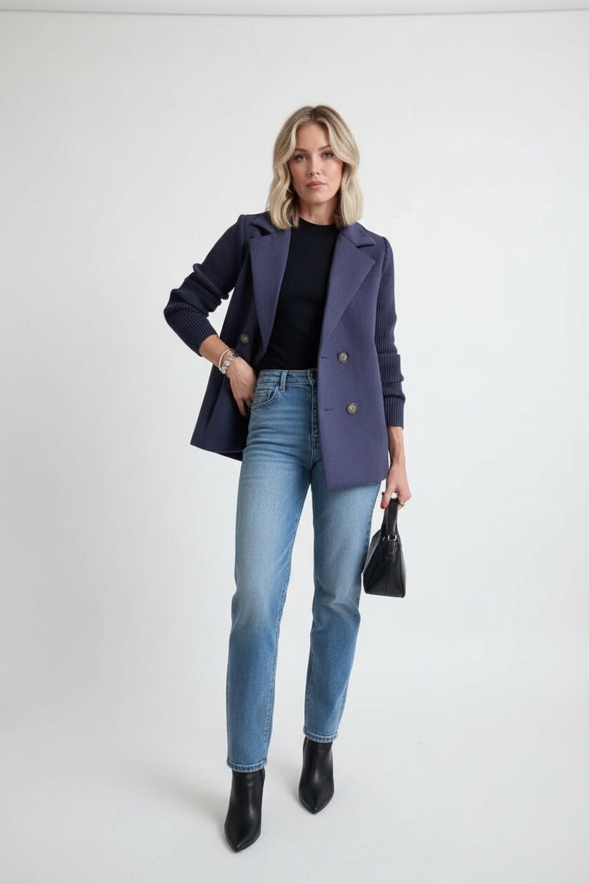 Mixed Media Knit Tweed Coat - The Color Collab