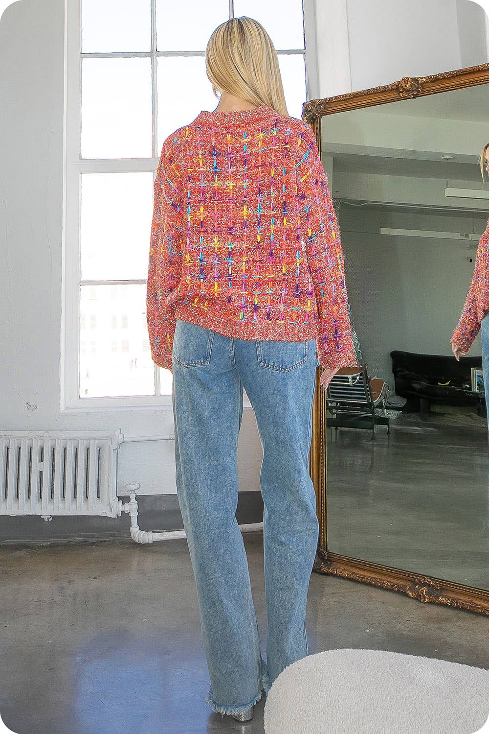 Multi Tweed Pullover Knit Sweater - The Color Collab