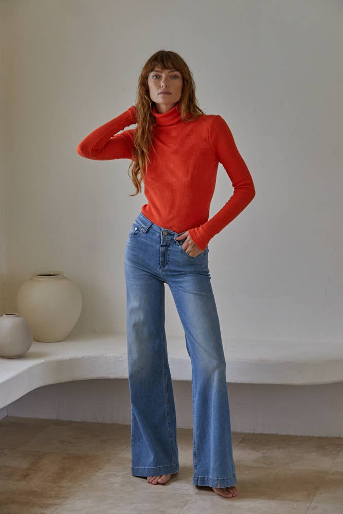 Orange Knit Turtleneck - The Color Collab