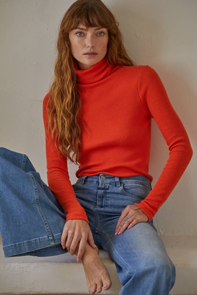 Orange Knit Turtleneck - The Color Collab