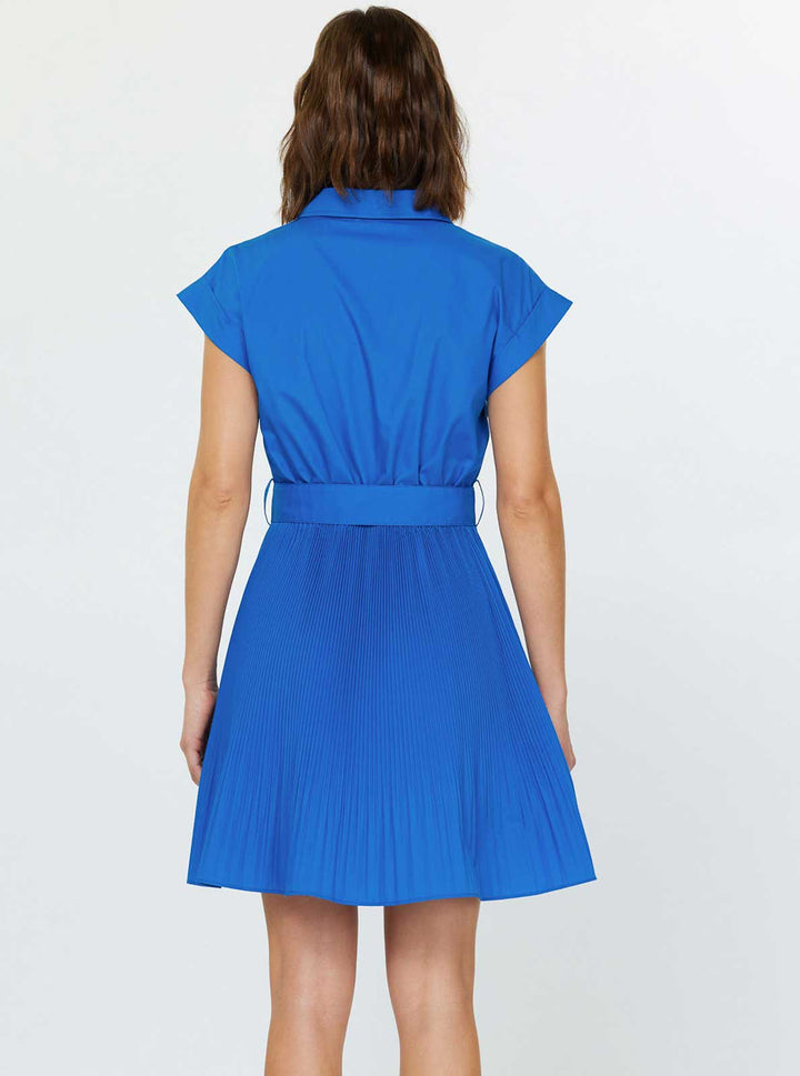Pleated Shirts Mini Dress - The Color Collab