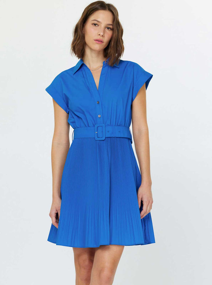 Pleated Shirts Mini Dress - The Color Collab
