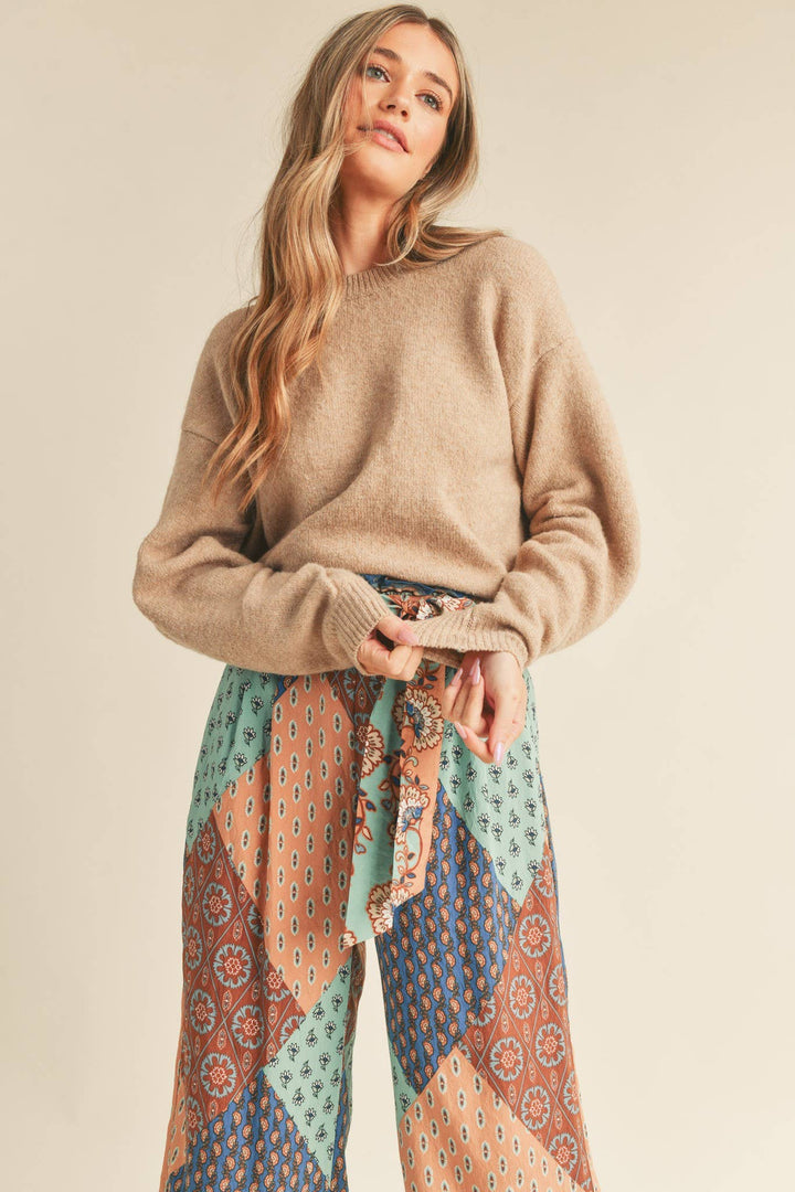 Pleated Sleeve Detail Sweater - The Color Collab