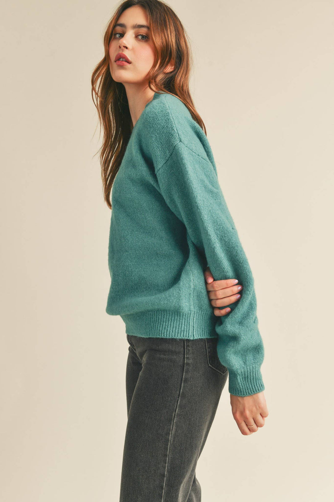 Pleated Sleeve Detail Sweater - The Color Collab