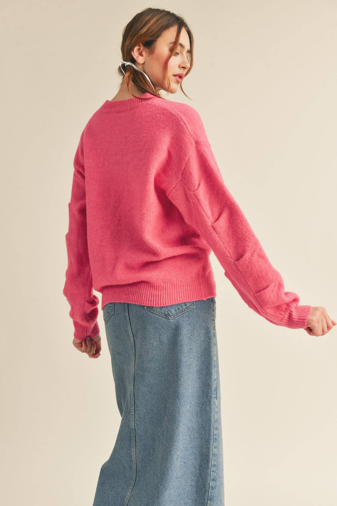 Pleated Sleeve Detail Sweater - The Color Collab
