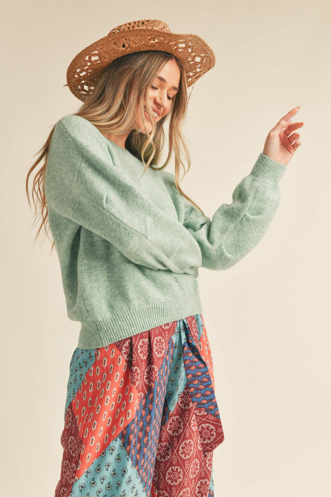 Pleated Sleeve Detail Sweater - The Color Collab