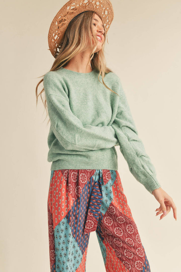 Pleated Sleeve Detail Sweater - The Color Collab