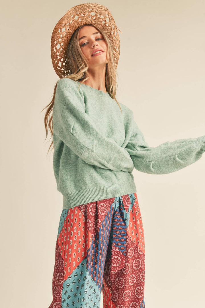 Pleated Sleeve Detail Sweater - The Color Collab