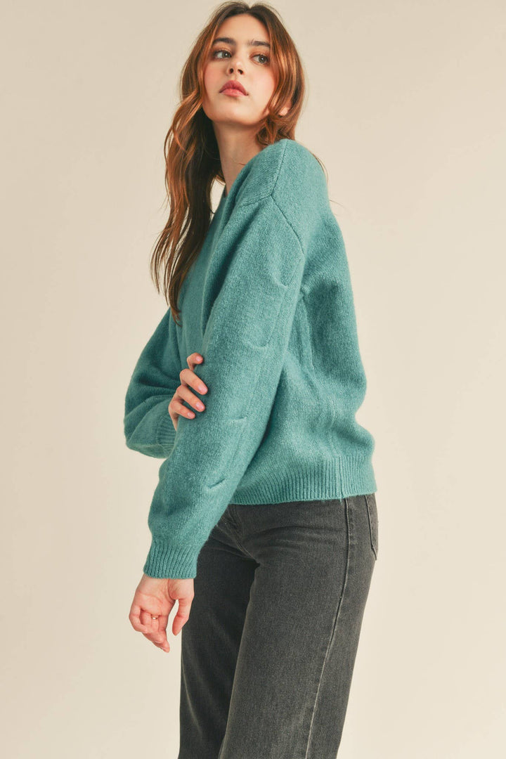 Pleated Sleeve Detail Sweater - The Color Collab