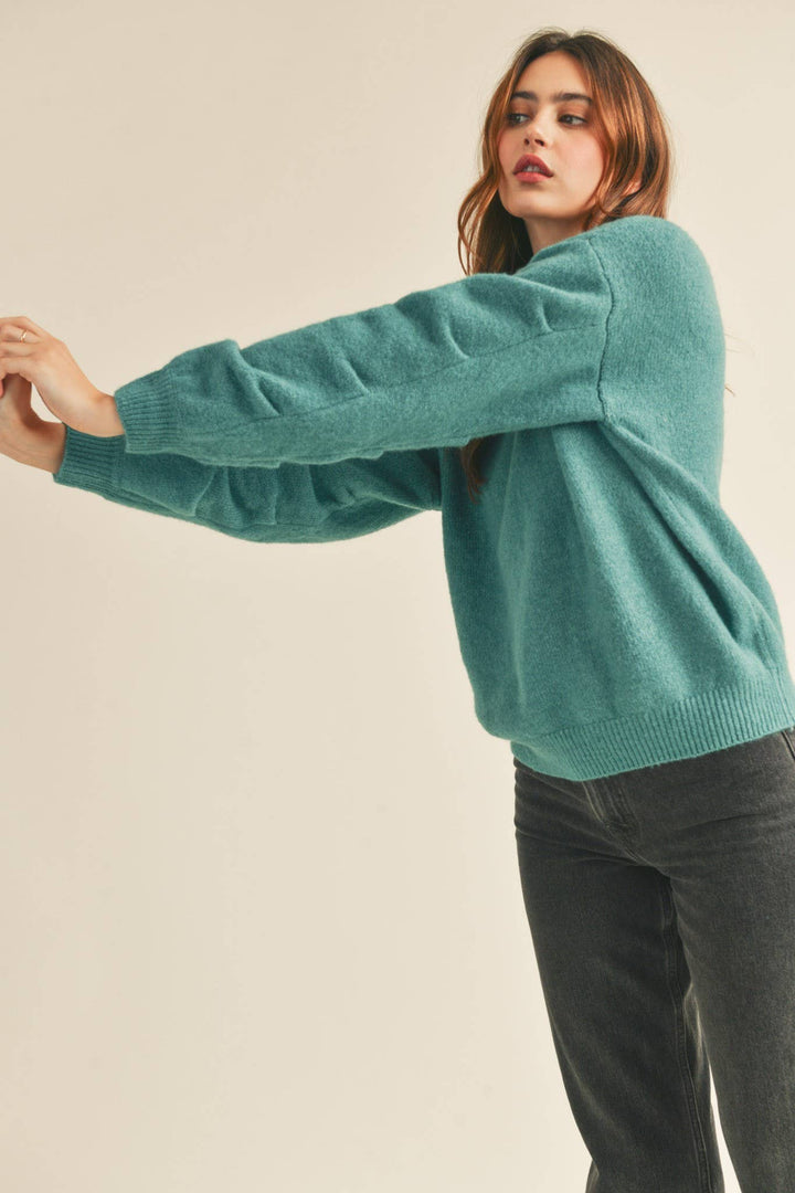 Pleated Sleeve Detail Sweater - The Color Collab