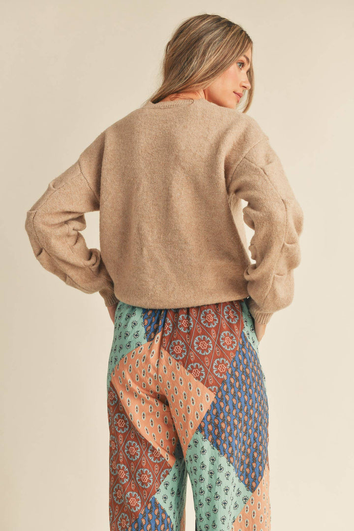 Pleated Sleeve Detail Sweater - The Color Collab