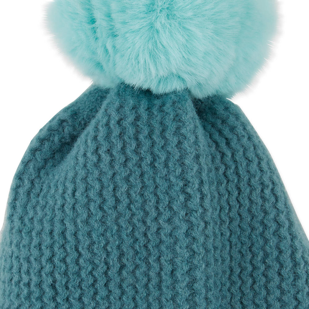 Plush Knit Pom Pom Beanie - Teal - The Color Collab