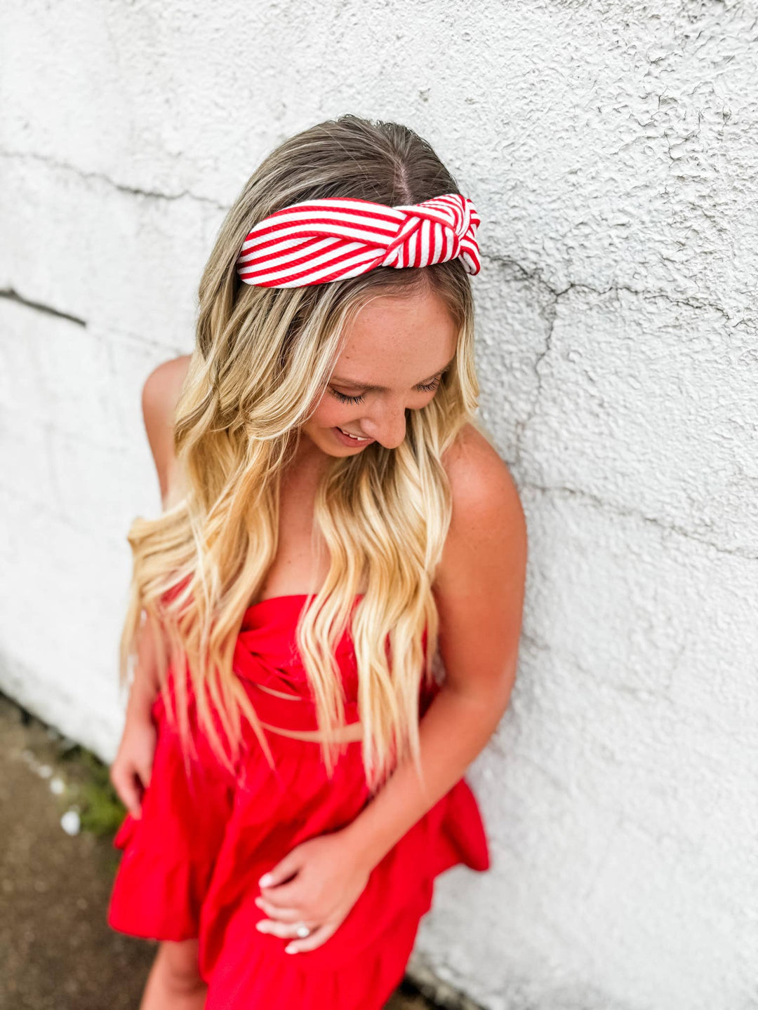 Red/ White Thick Striped Structured Headband - The Color Collab