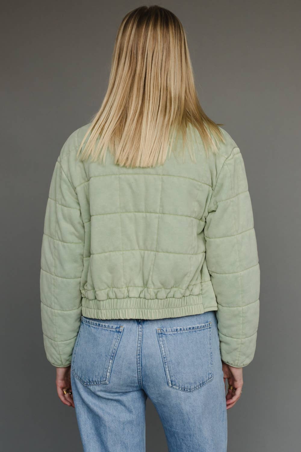 Sage Washed Quilted Jacket - The Color Collab