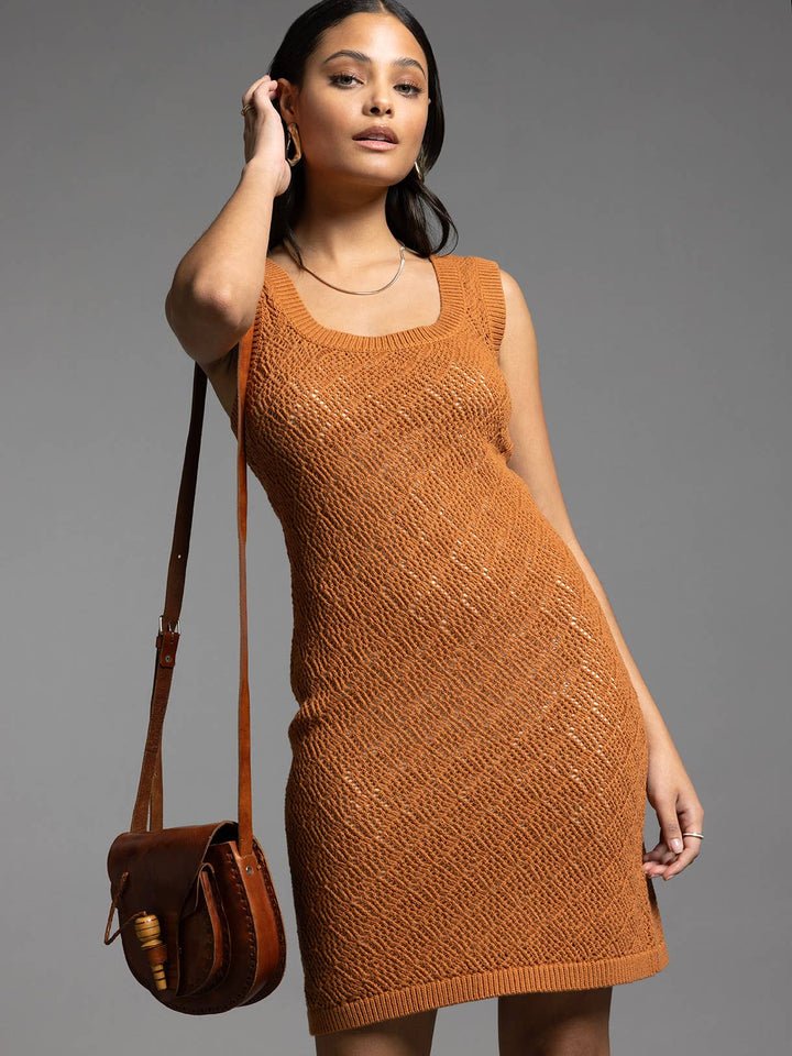 Scoop Neck Knit Viviette Dress - The Color Collab