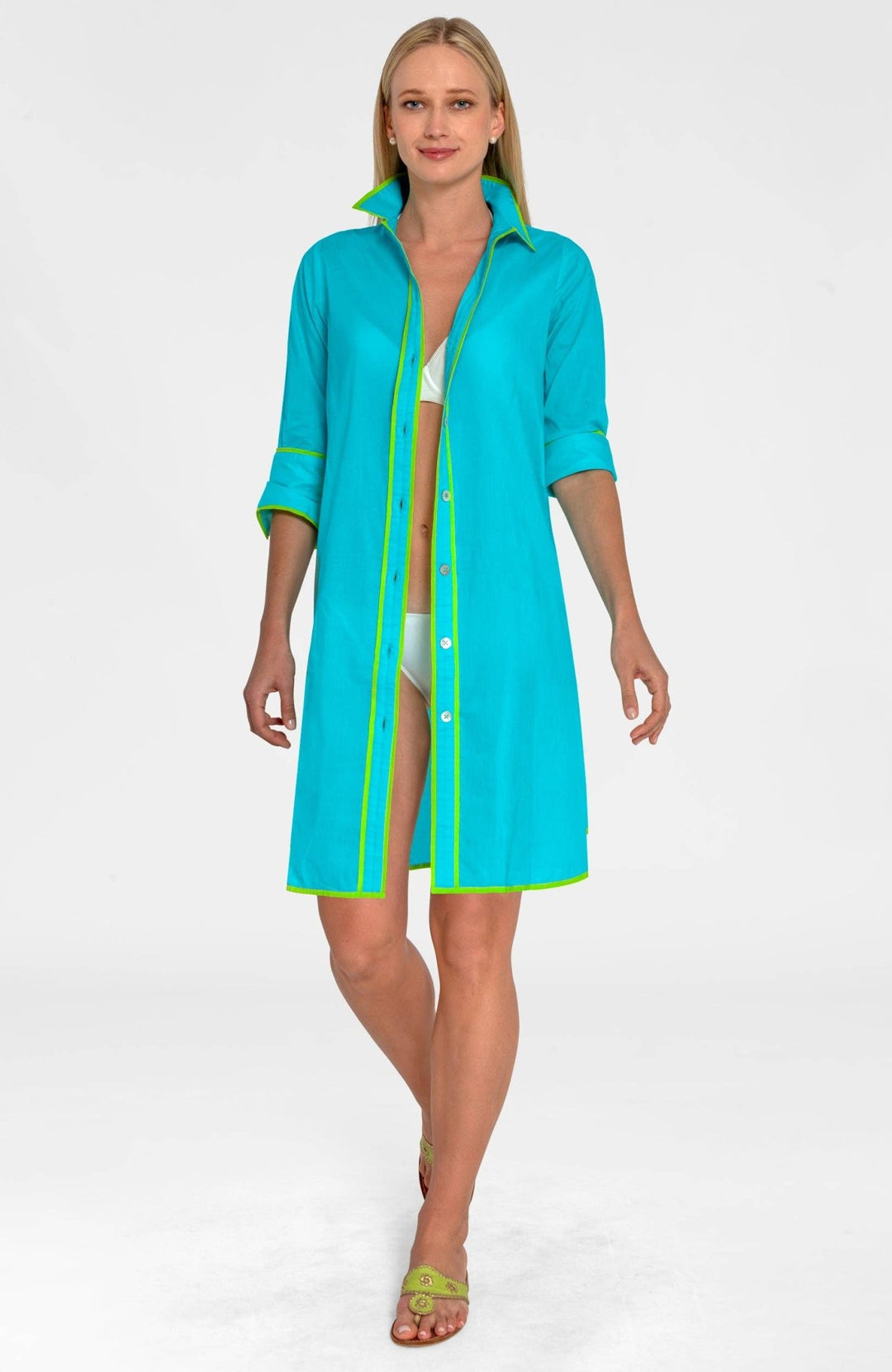 Shirt Tails Short Cotton Dress - Peri The Color Collab Shirt Tails Short Cotton Dress - Peri The Color Collab
