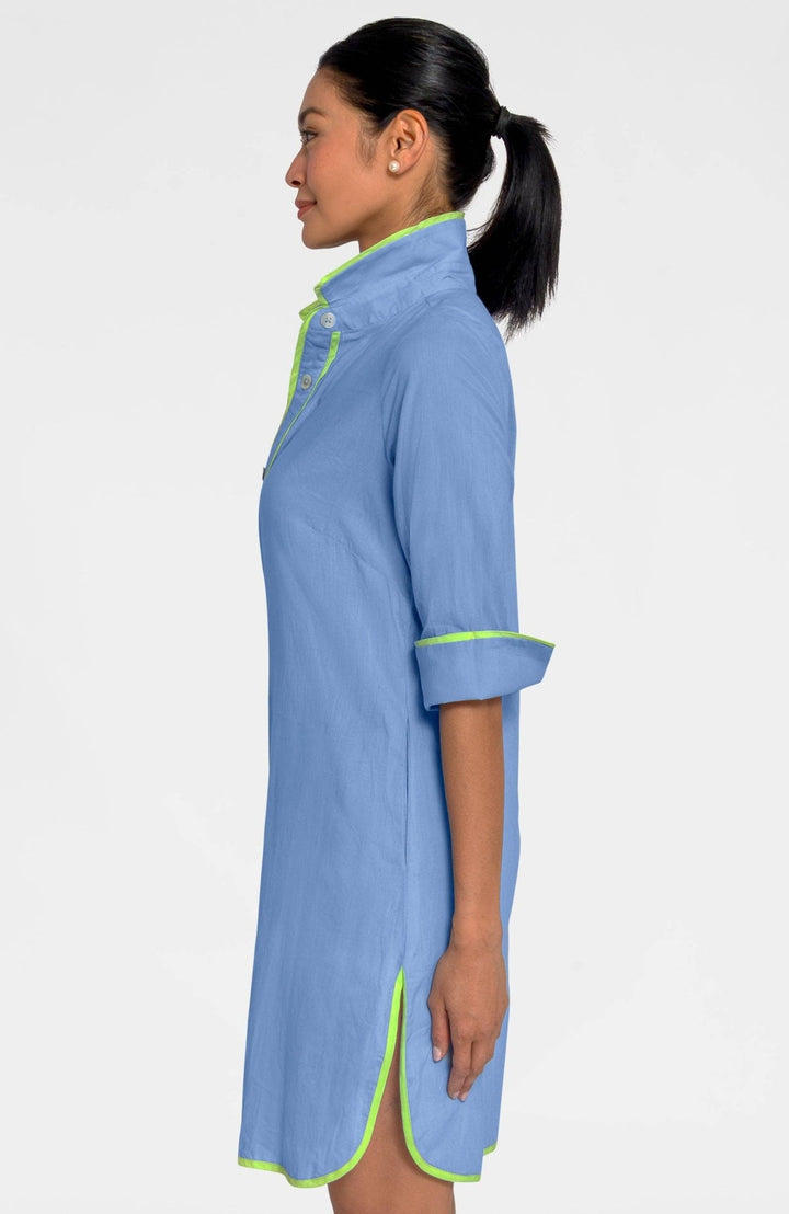 Shirt Tails Short Cotton Dress - Peri - The Color Collab