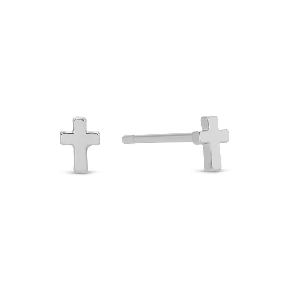 Small Cross Silver Earring Studs - The Color Collab