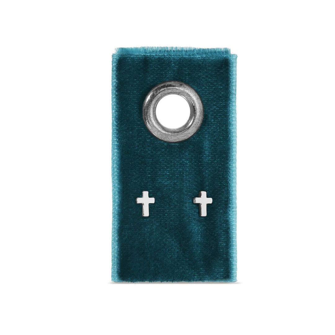 Small Cross Silver Earring Studs - The Color Collab