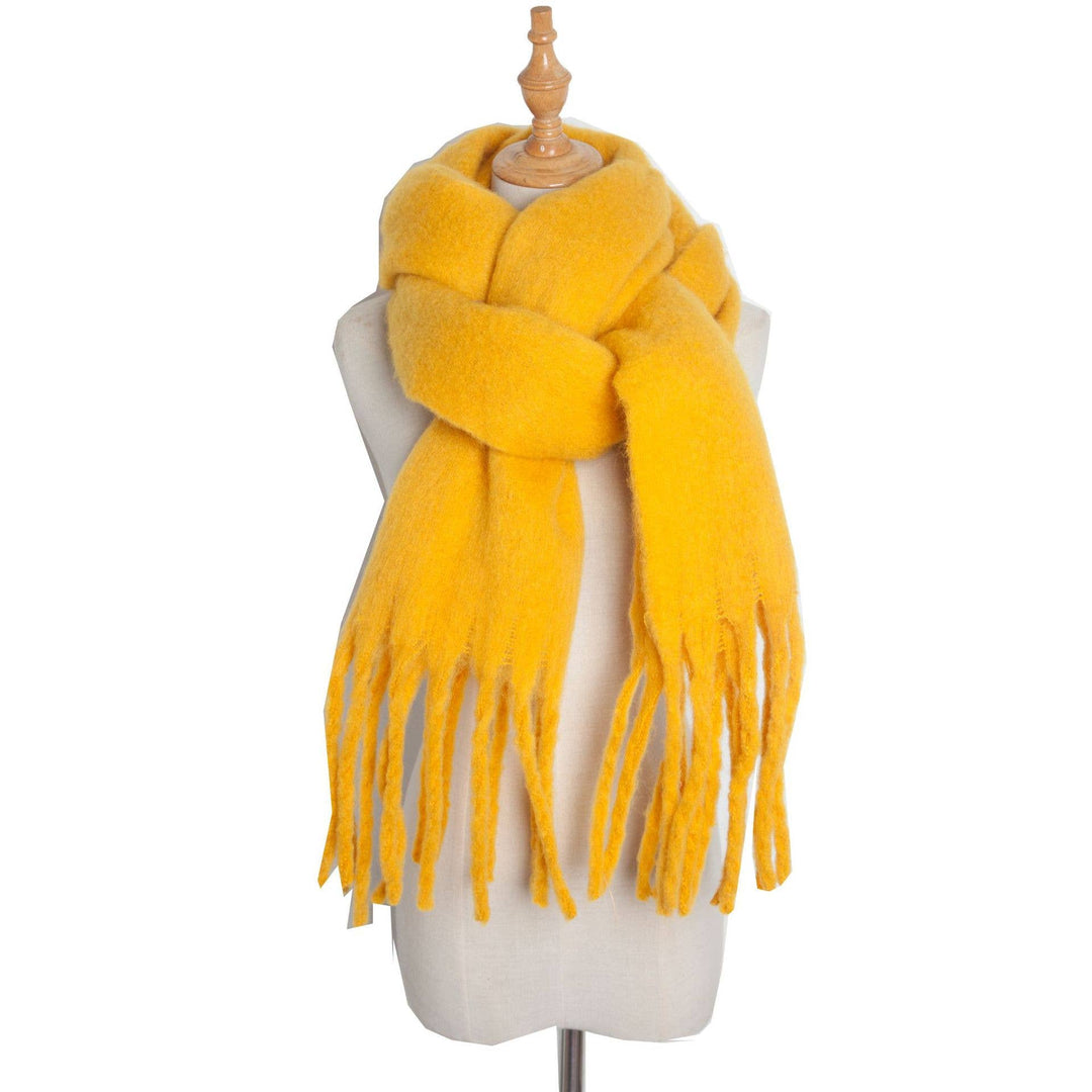 Soft Fringe Scarf Wrap - Mustard - The Color Collab