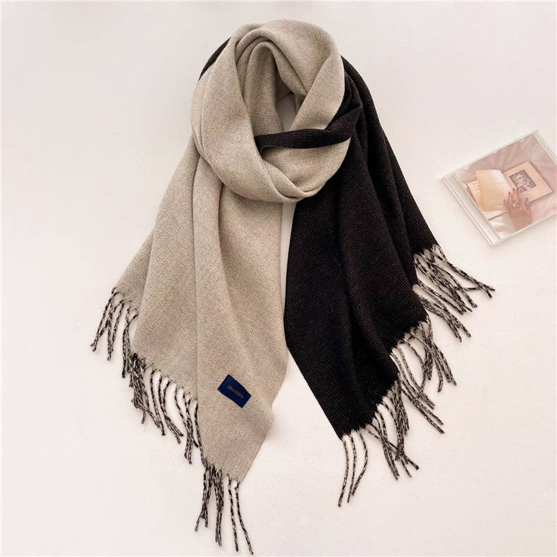 Solid color scarf Double - sided two - color tassel shawl scarf: Green - The Color Collab