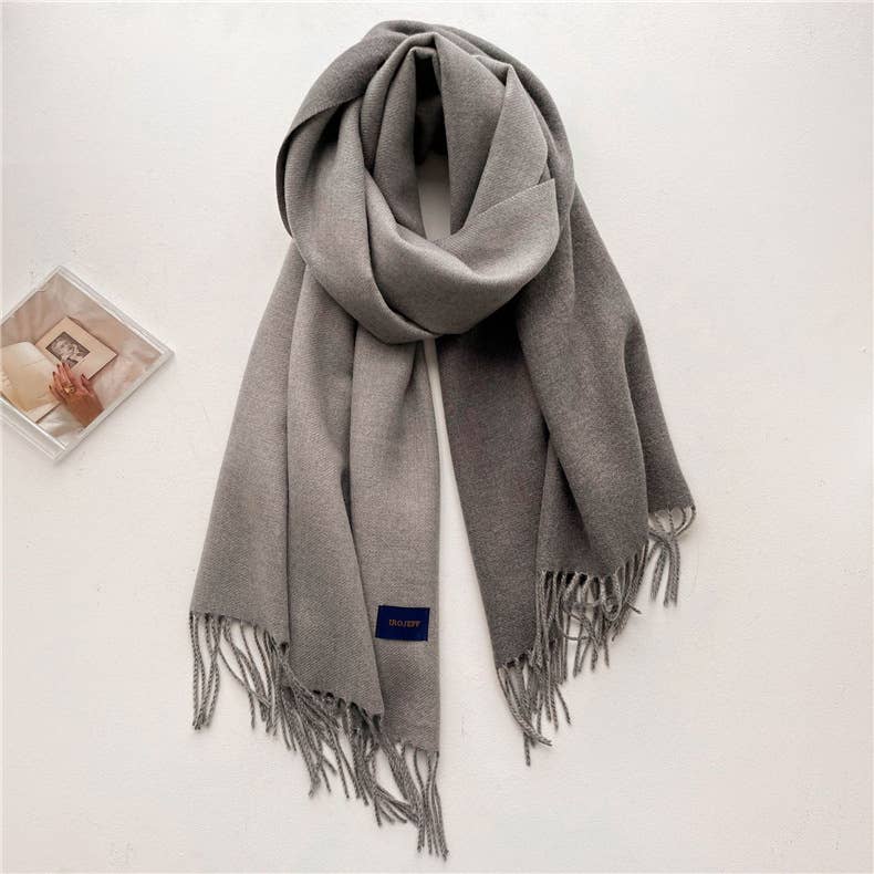 Solid color scarf Double - sided two - color tassel shawl scarf: Green - The Color Collab