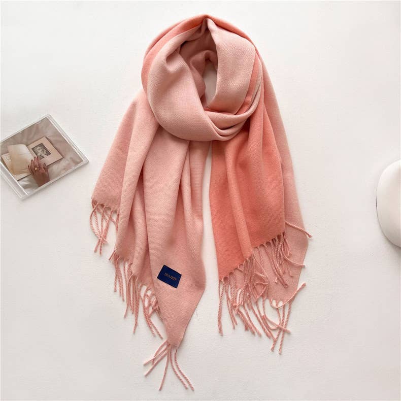 Solid color scarf Double - sided two - color tassel shawl scarf: Green - The Color Collab
