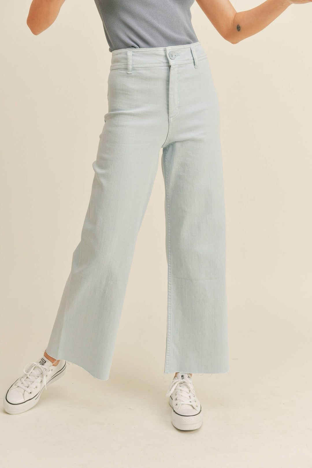 Straight Wide Leg Denim Pants: Light Blue - The Color Collab