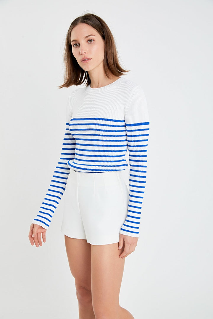 Stripe Long Sleeve Knit Top - The Color Collab