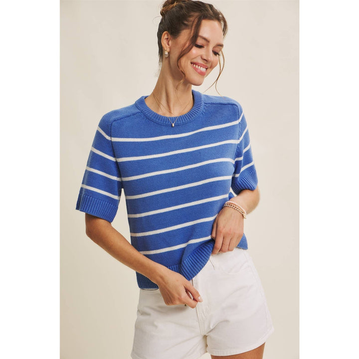 Stripe Sweater Top - Bright Blue - The Color Collab