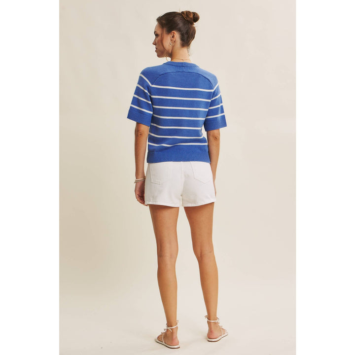 Stripe Sweater Top - Bright Blue - The Color Collab