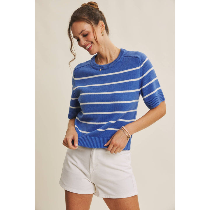 Stripe Sweater Top - Bright Blue - The Color Collab