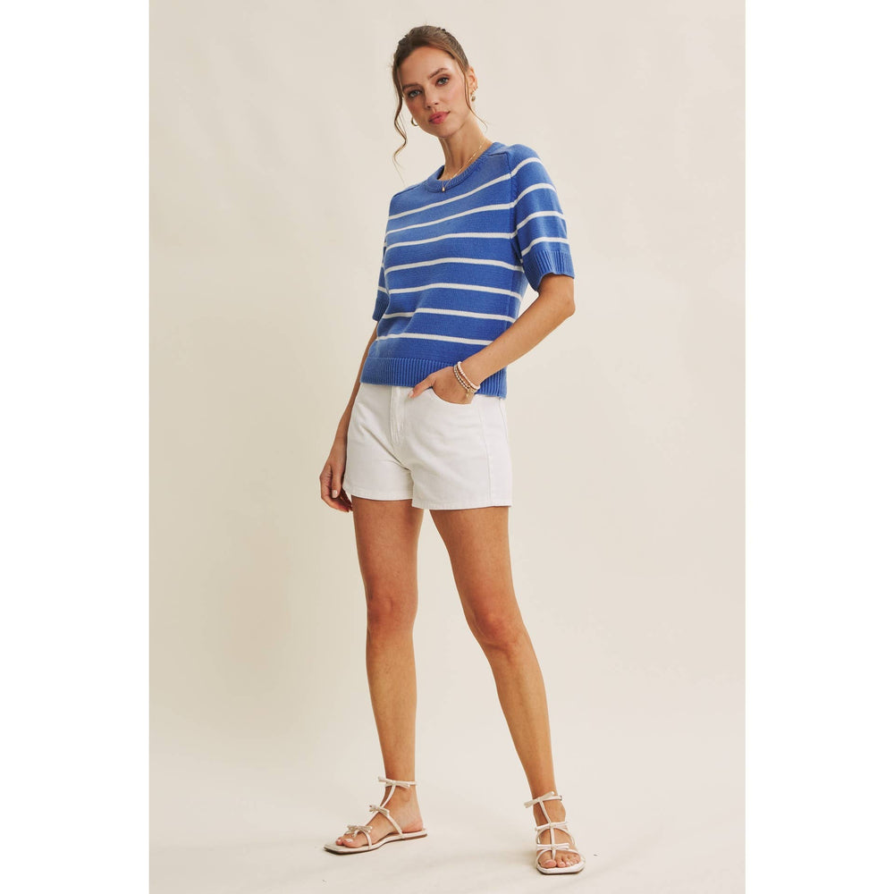 Stripe Sweater Top - Bright Blue - The Color Collab