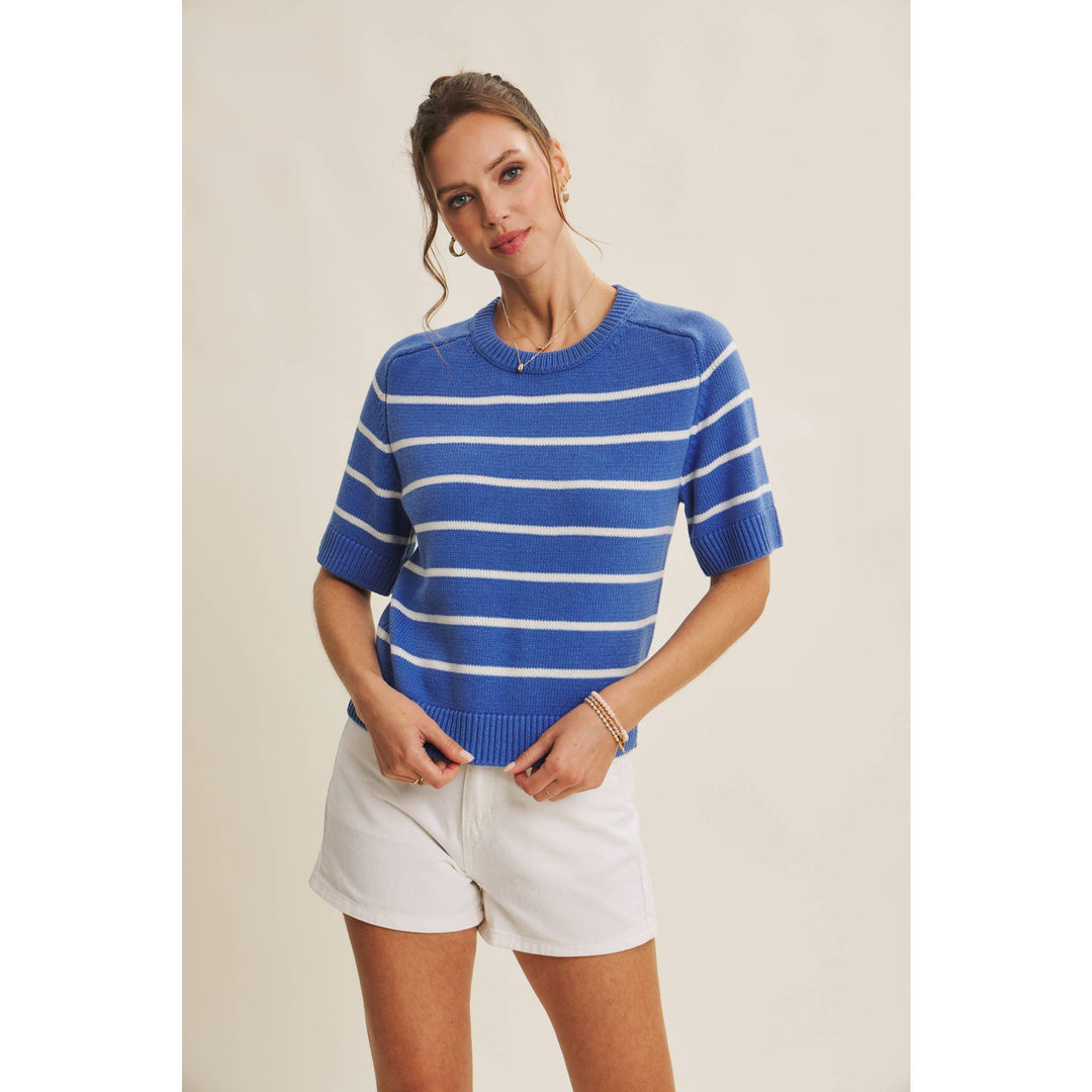 Stripe Sweater Top - Bright Blue - The Color Collab