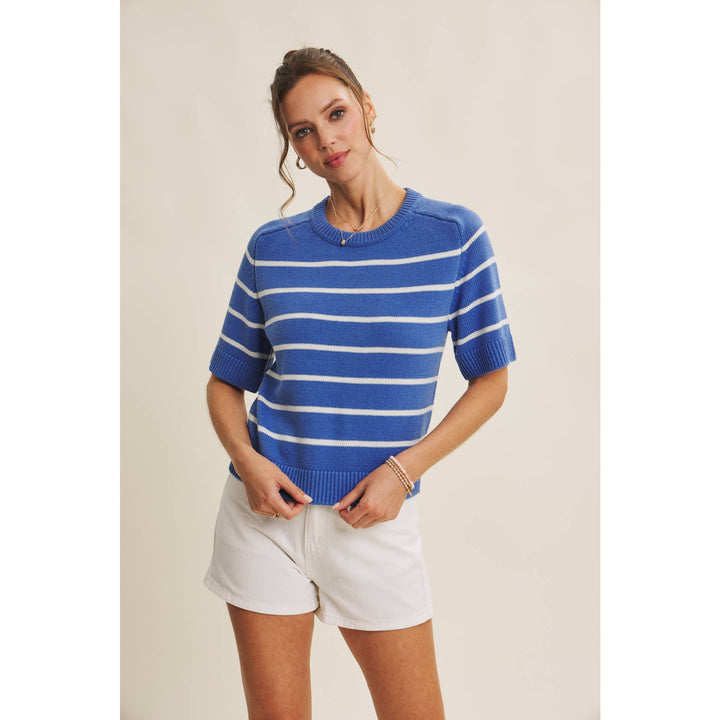 Stripe Sweater Top - Bright Blue - The Color Collab