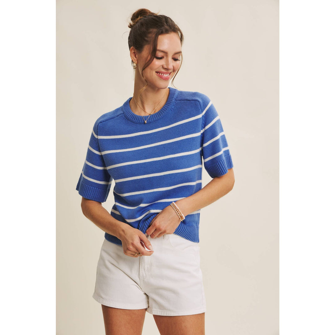 Stripe Sweater Top - Bright Blue - The Color Collab