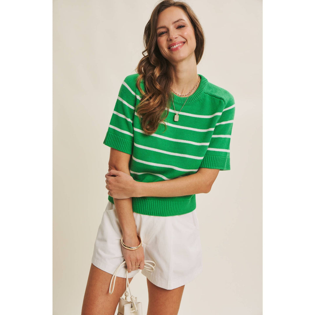 Stripe Sweater Top - Spring Green - The Color Collab
