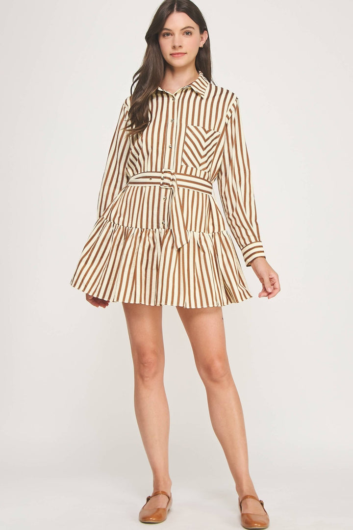 Striped Button Down Mini Dress - The Color Collab