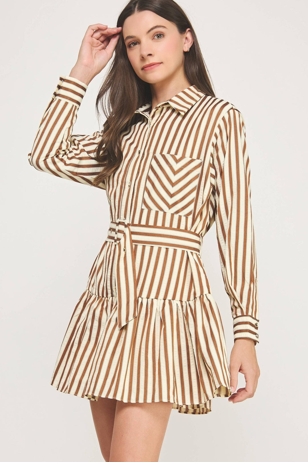 Striped Button Down Mini Dress - The Color Collab