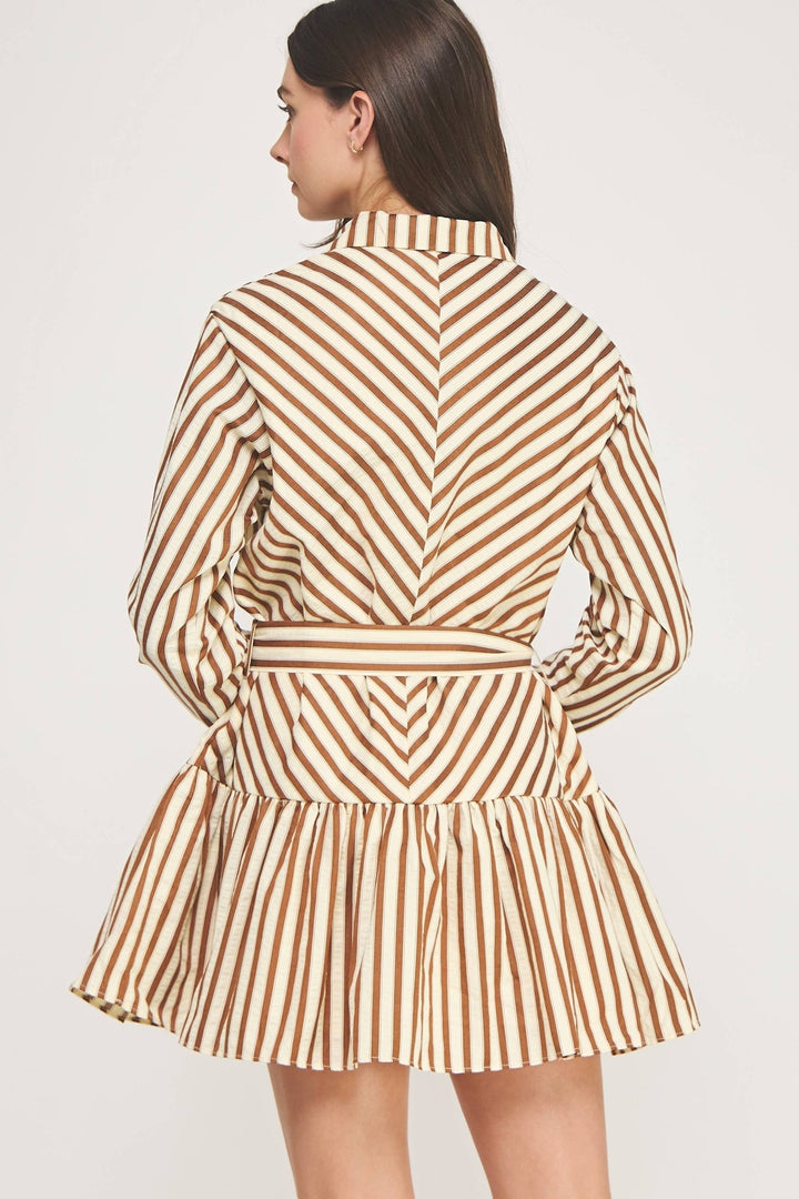 Striped Button Down Mini Dress - The Color Collab