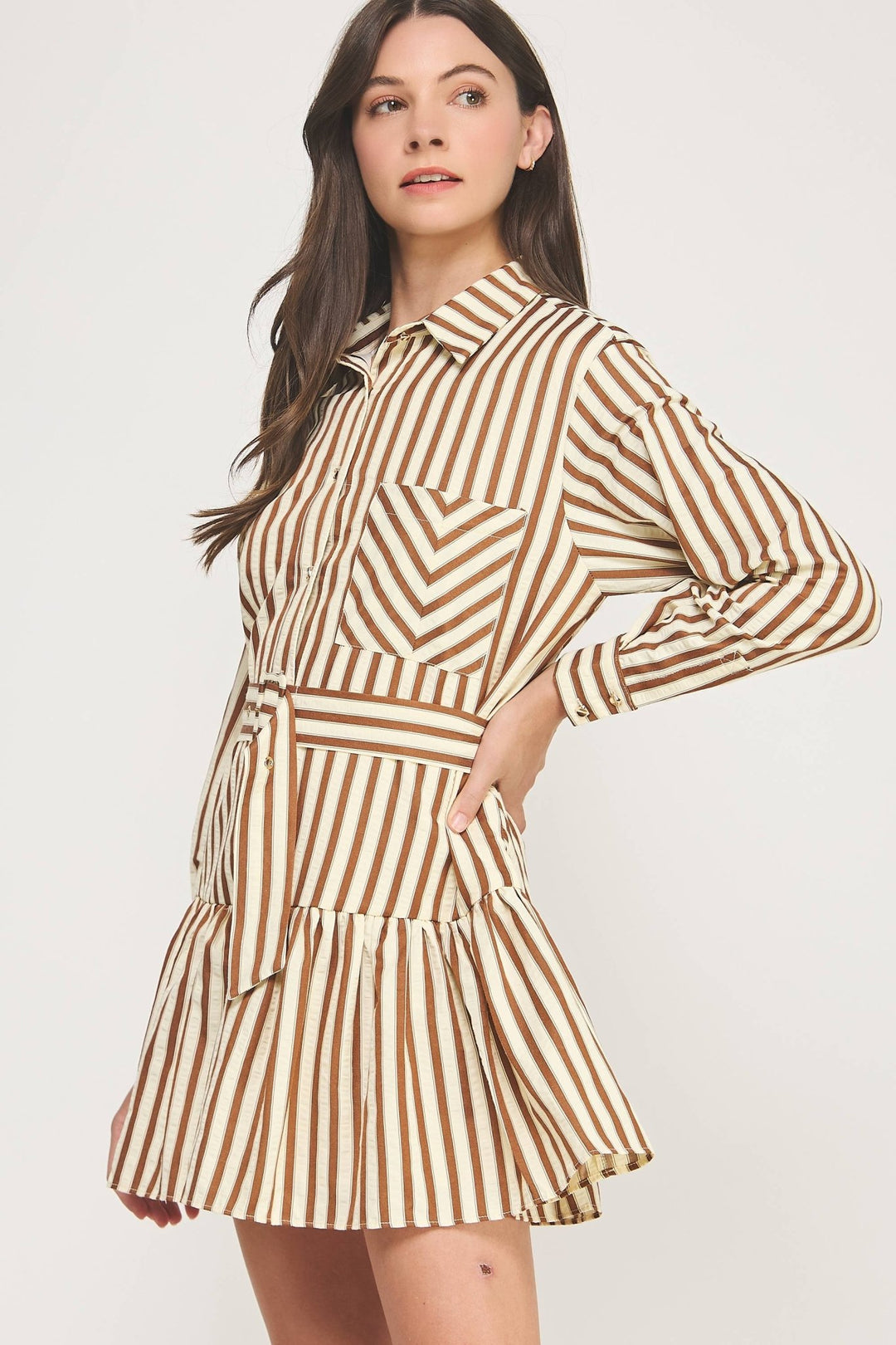 Striped Button Down Mini Dress - The Color Collab