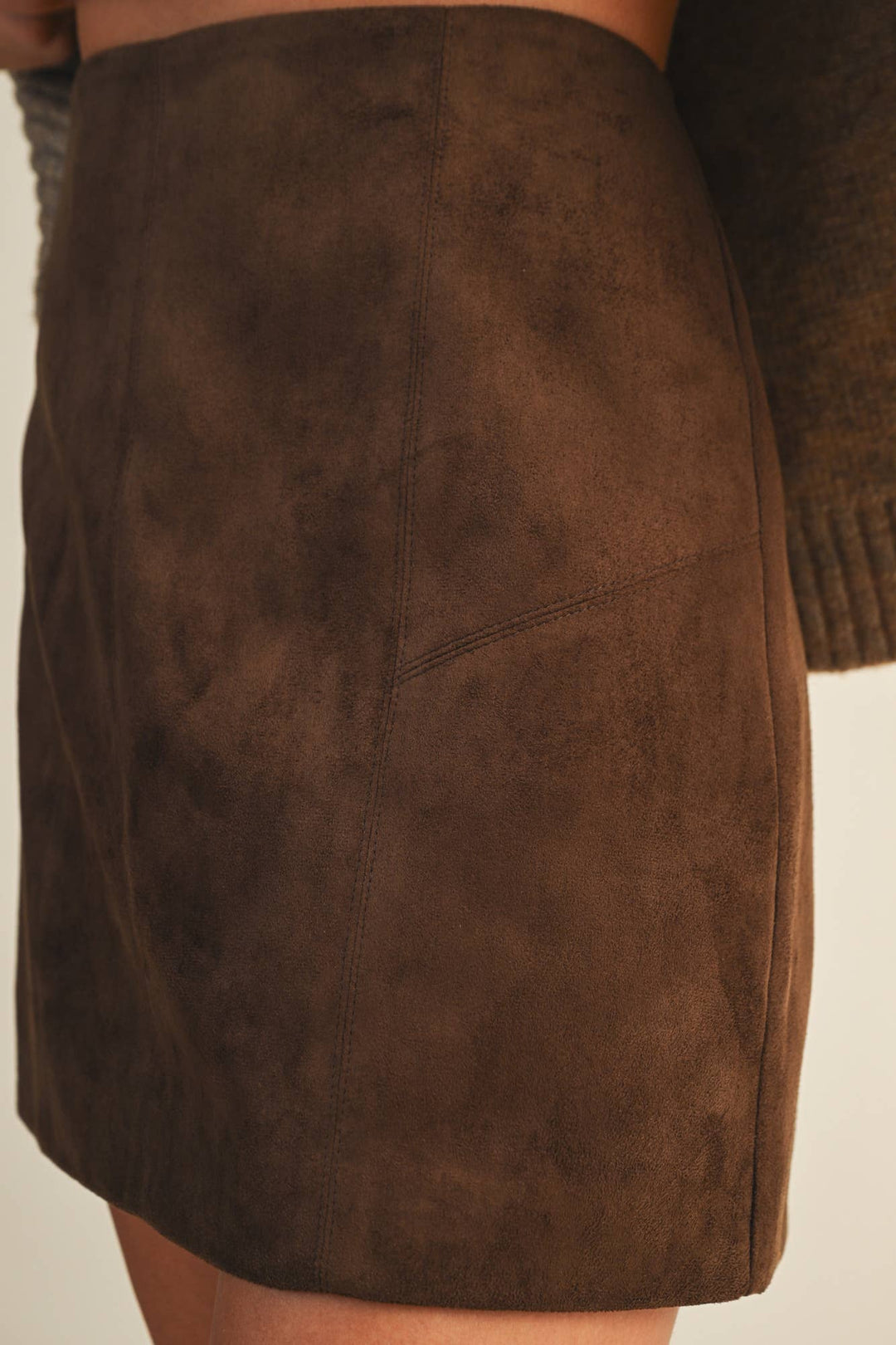 Suede Mini Skirt - Espresso - The Color Collab
