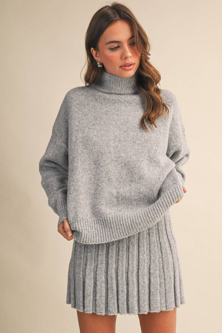 Sweater and Skirt Set - Heather Grey - The Color Collab