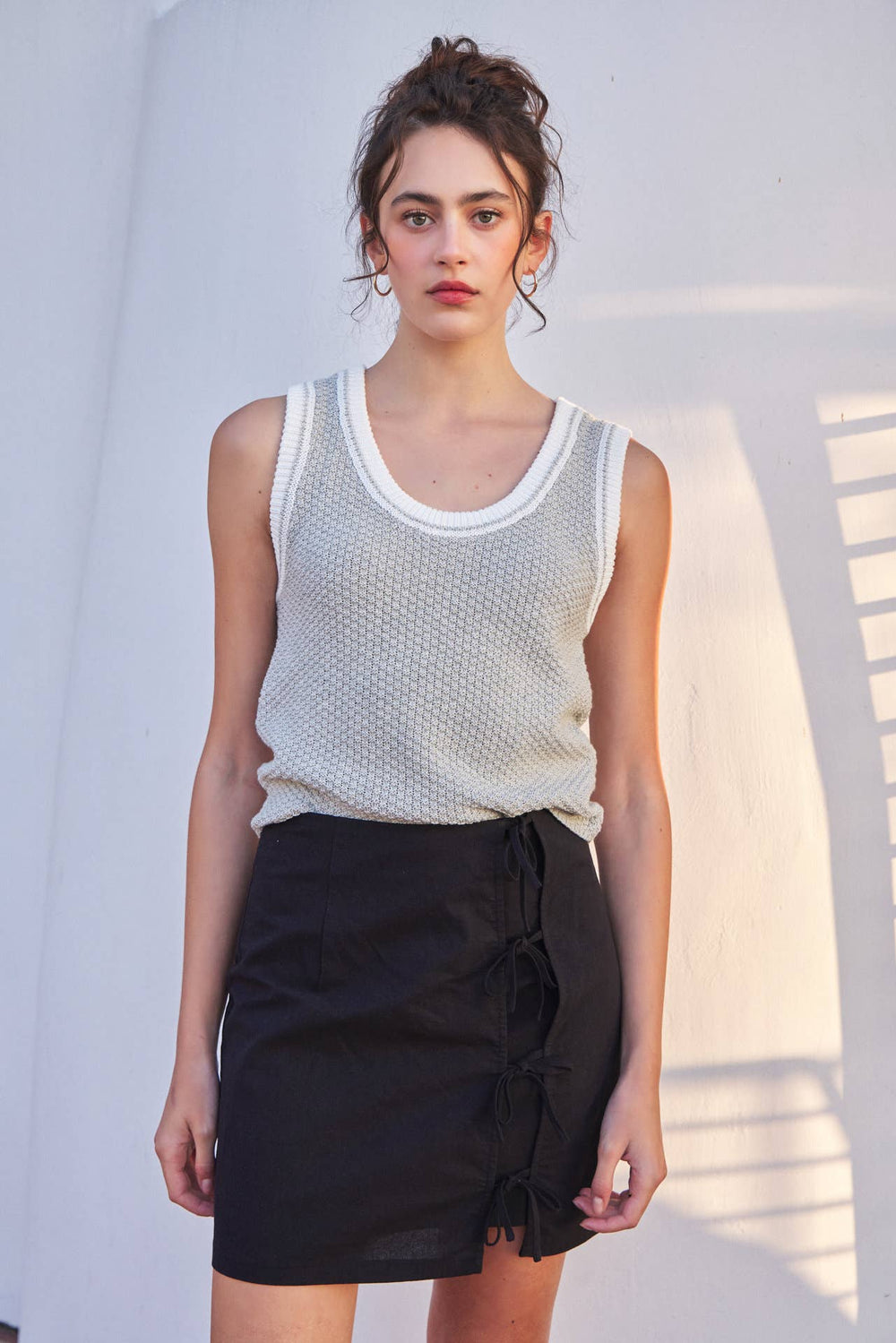 Textured Sweater Tank Top - The Color Collab