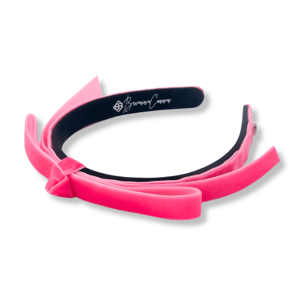 Thin Hot Pink Ribbon Bow Headband - The Color Collab