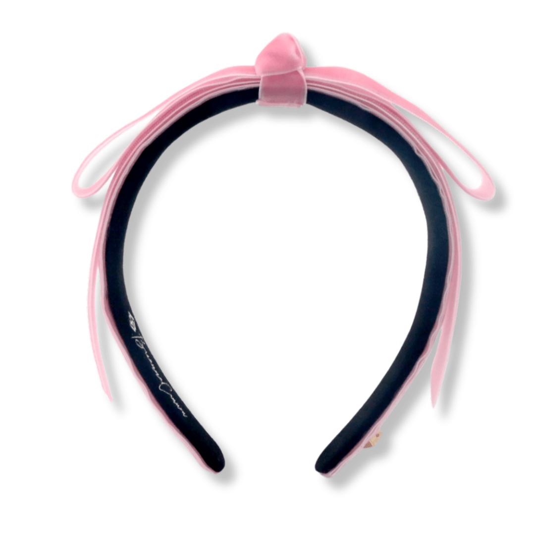 Thin Light Pink Ribbon Bow Headband - The Color Collab